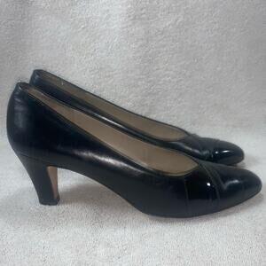 Salvatore Ferragamo Patent Leather Pumps Black Heels Womens Size 6 Shoes EU 37